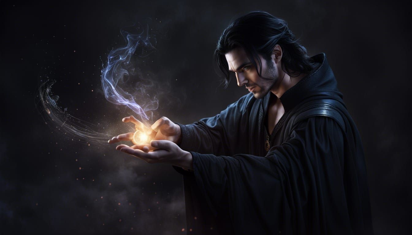 Dark Fantasy: Handsome Man Casting Magic Spell
