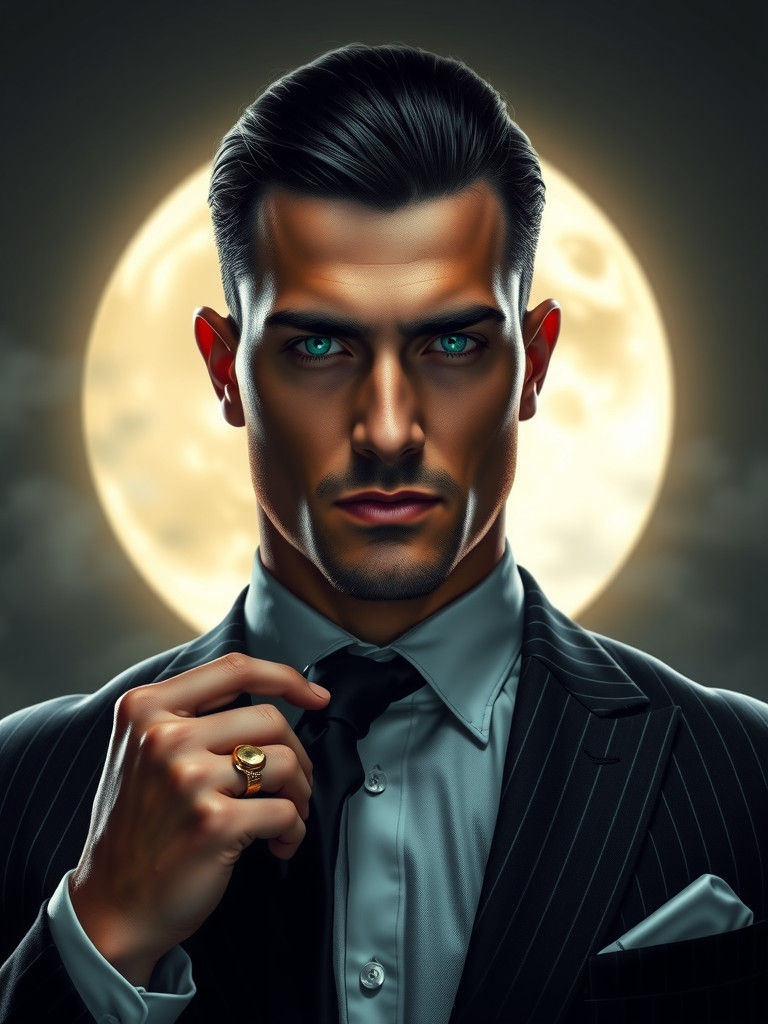 Italian Mafioso Portrait in Gothic Horror Style