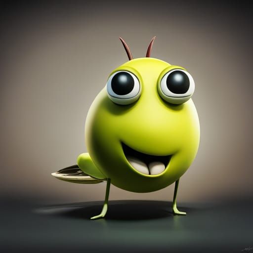 Smiling Fly in Pixar-style 3D Digital Art