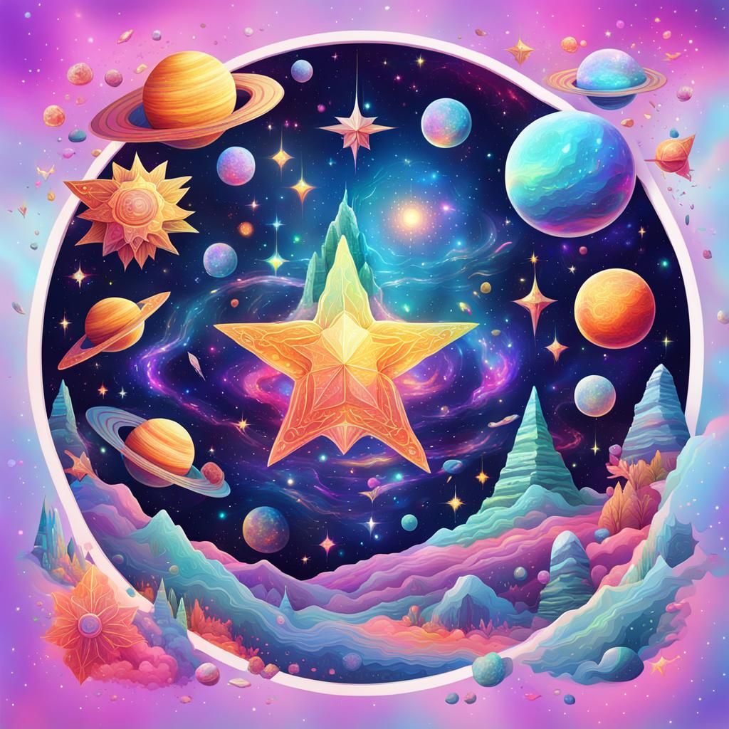 Holographic Cosmic Illustration in Mixed Media