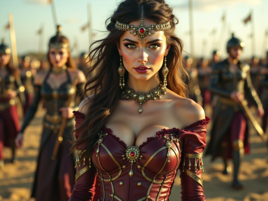 Boudica Leading Her Army in Ancient Battle