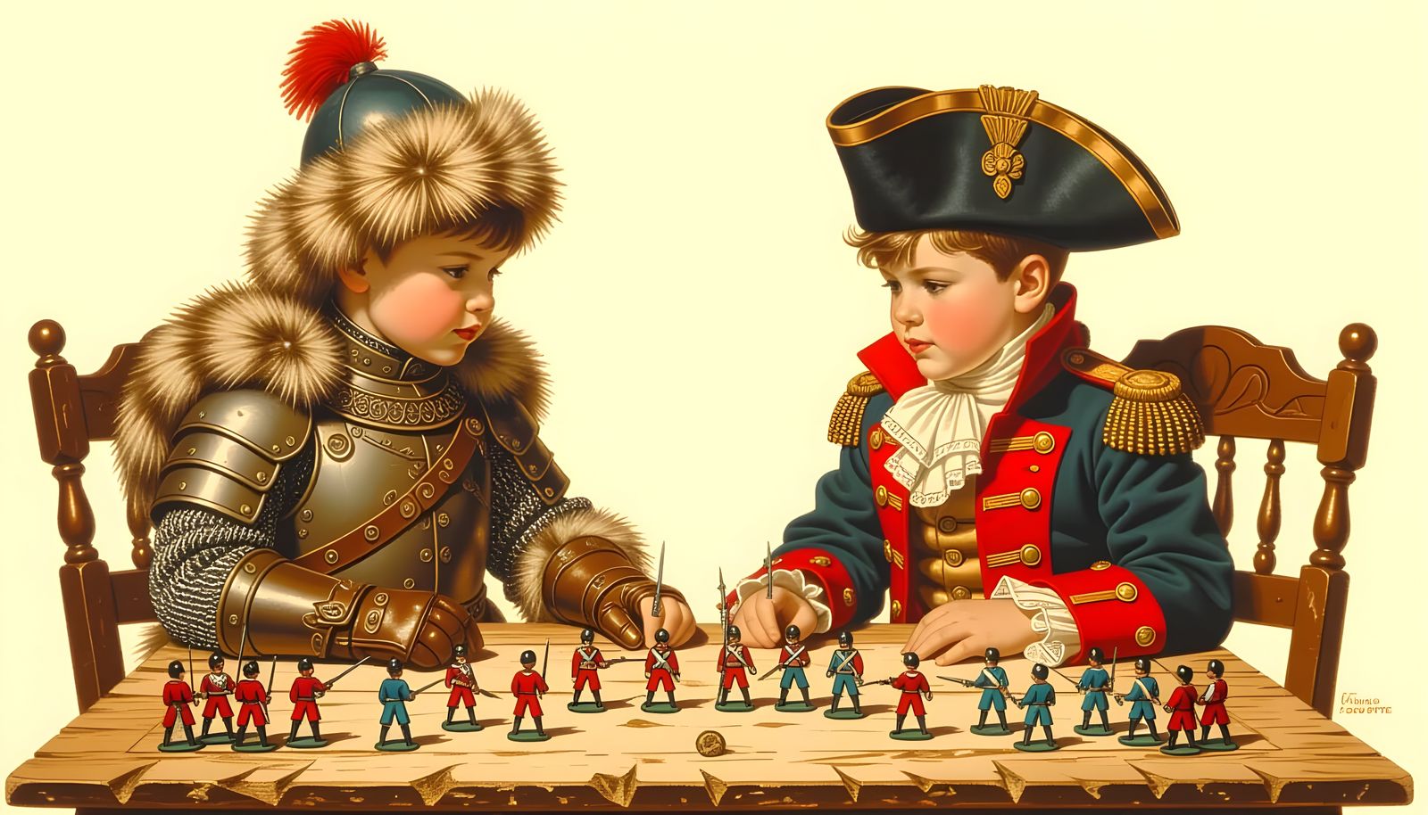 Boys Reenact History as Pin-Up Illustration