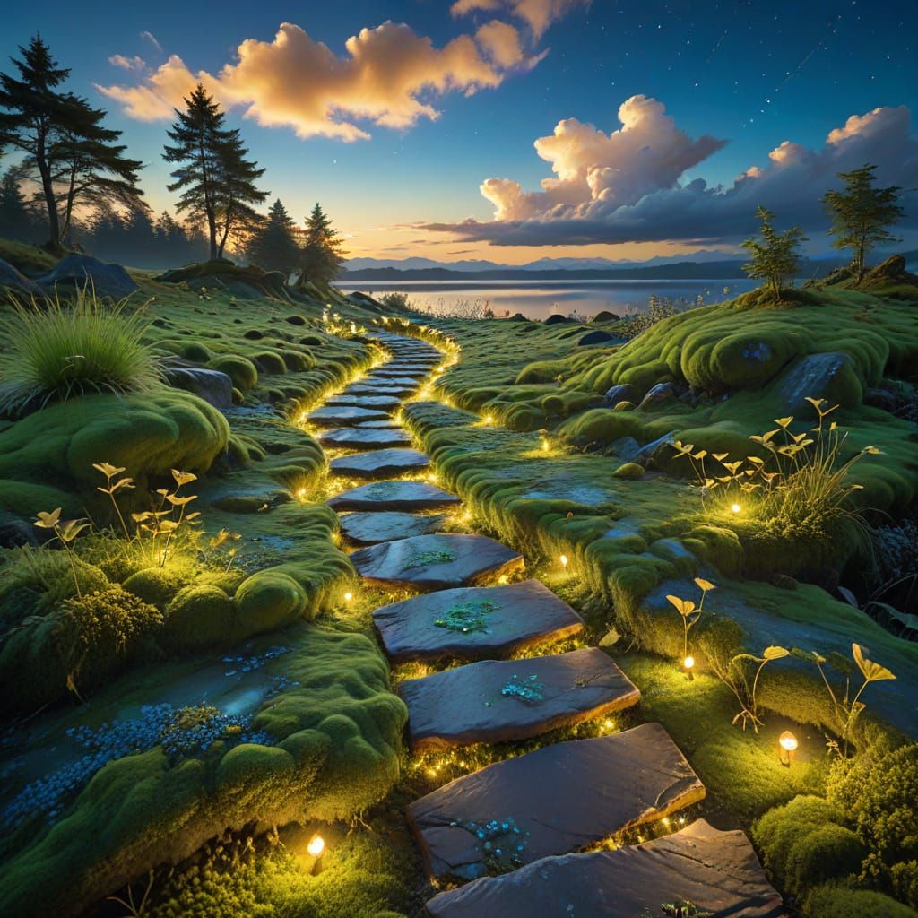 Ethereal Moss Path to Celestial Light