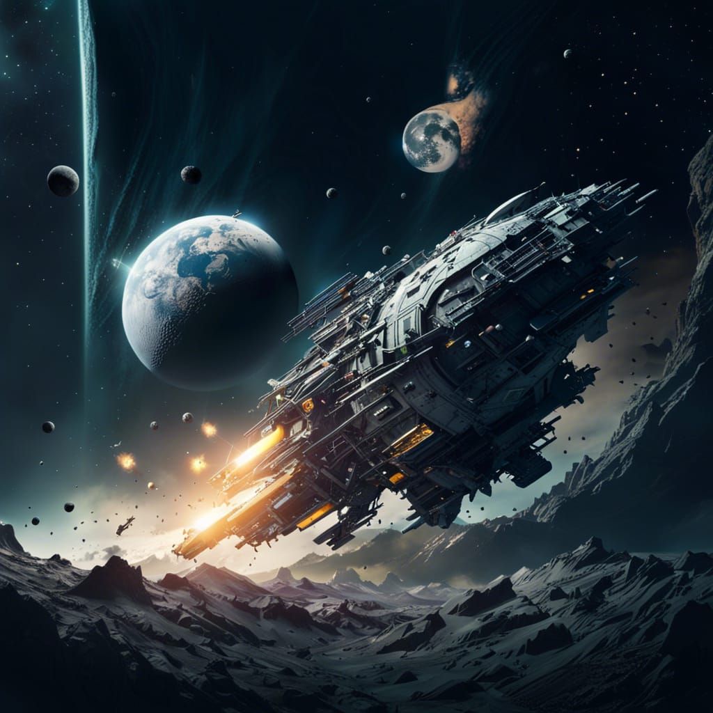 Moon Collision with Earth, Spaceship Escape