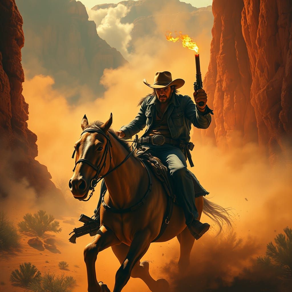 Devilish Outlaw Flees Through Burning Canyon