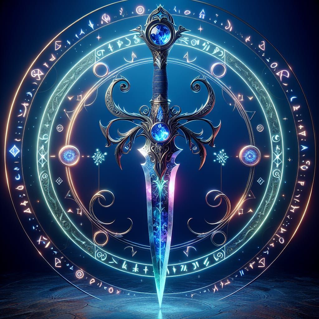 Fantasy Scimitar with Bioluminescent Runes in 8K