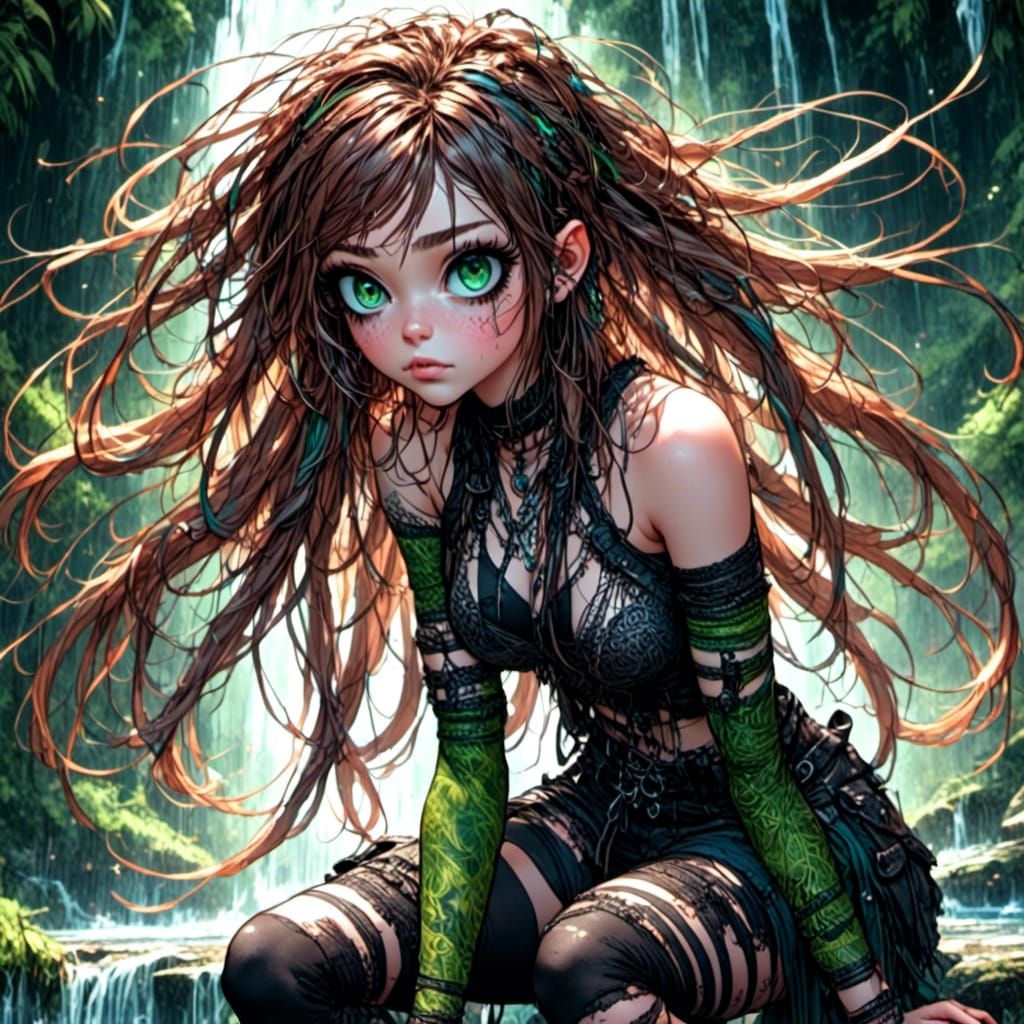 Hyperdetailed Jungle Woman with Piercing Green Eyes