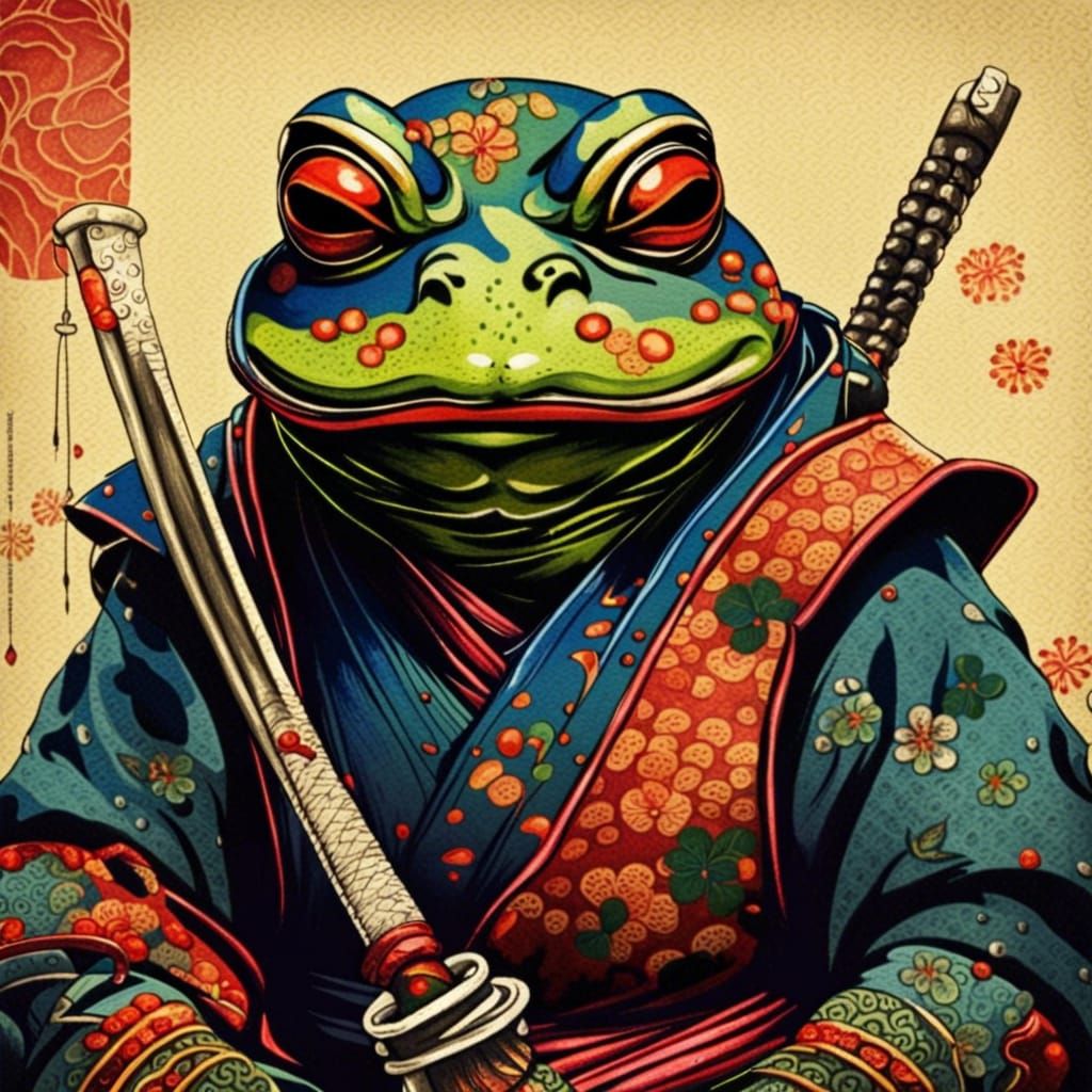 Samurai Frog: Japanese Shinobi in Abstract Art