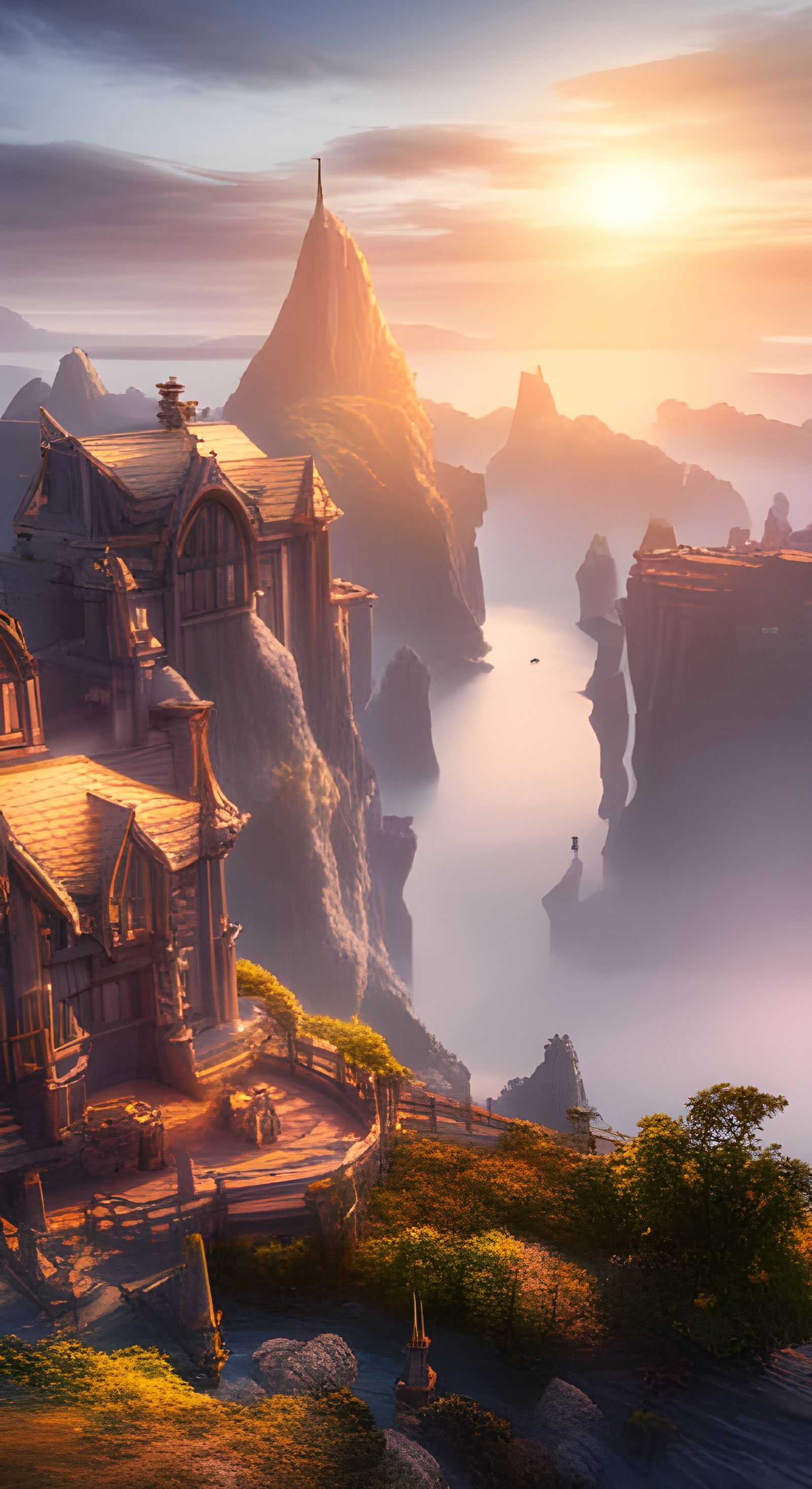 Fantasy Landscape with Gods and Fairies