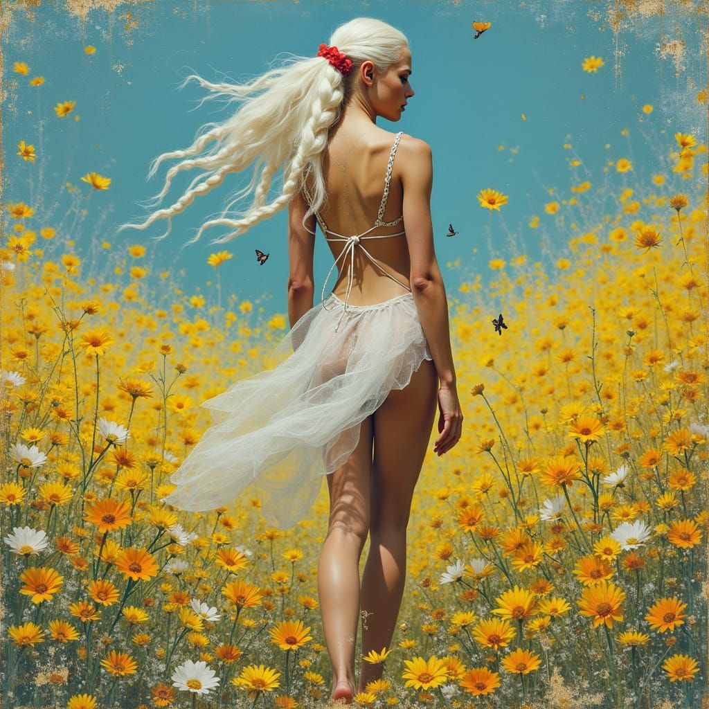 Satirical Wood Elf in Encaustic Decoupage Style