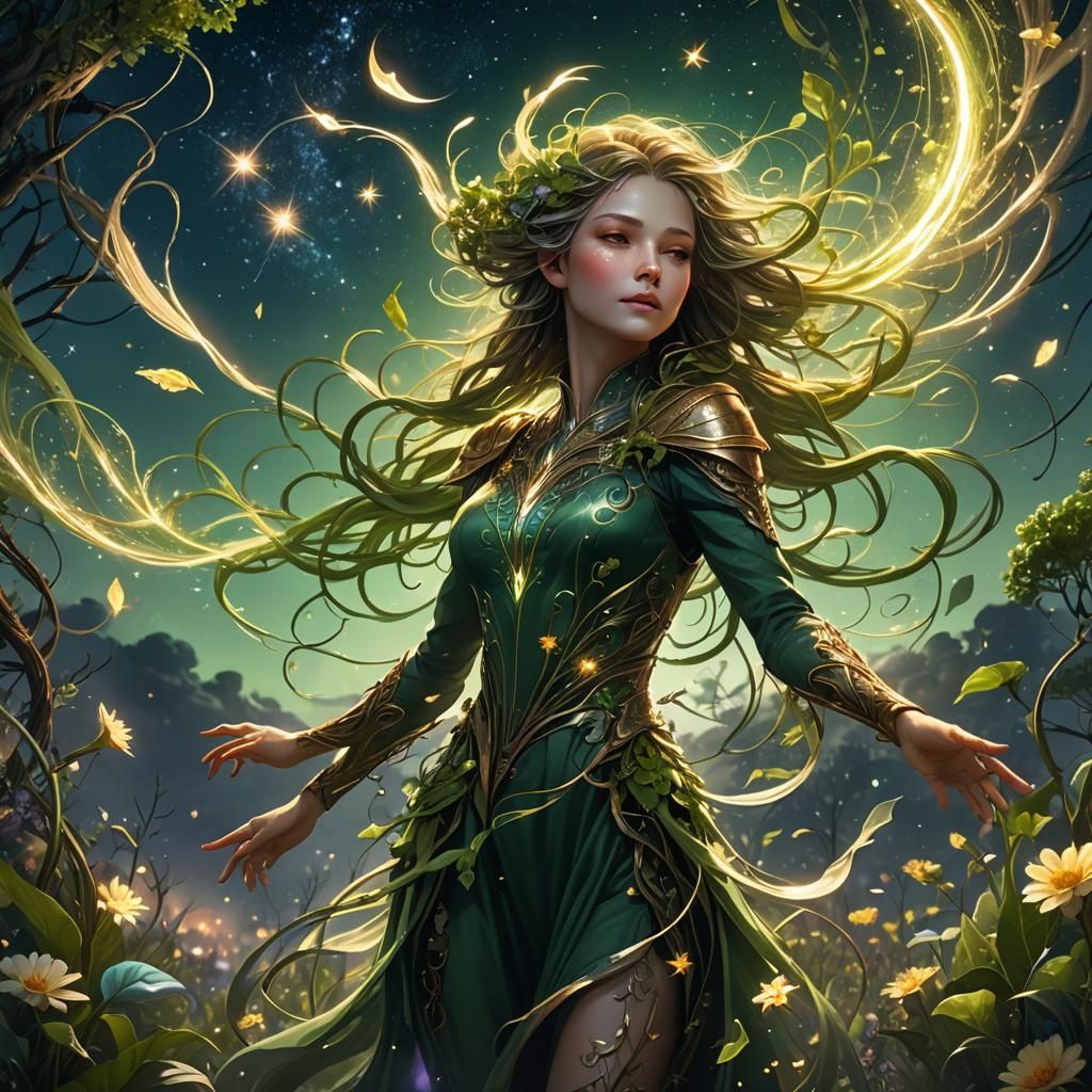 Personified Wind Spirit Brings Life: Fantasy Art