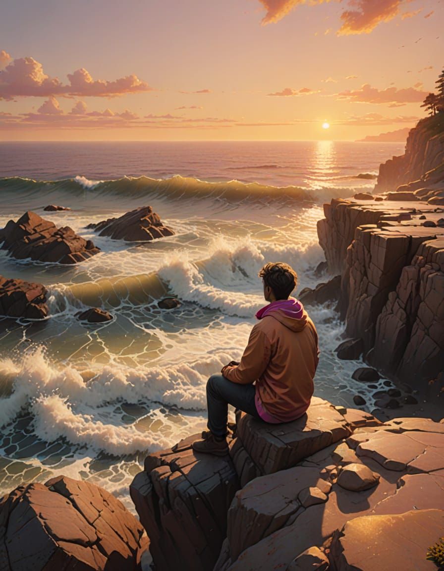 Ocean View at Sunrise in Hyperrealistic Style