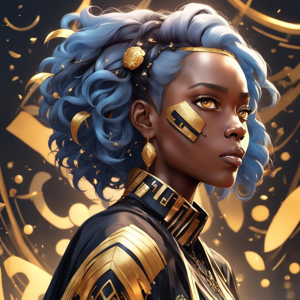 African American Woman in Anime-Inspired 3D Art