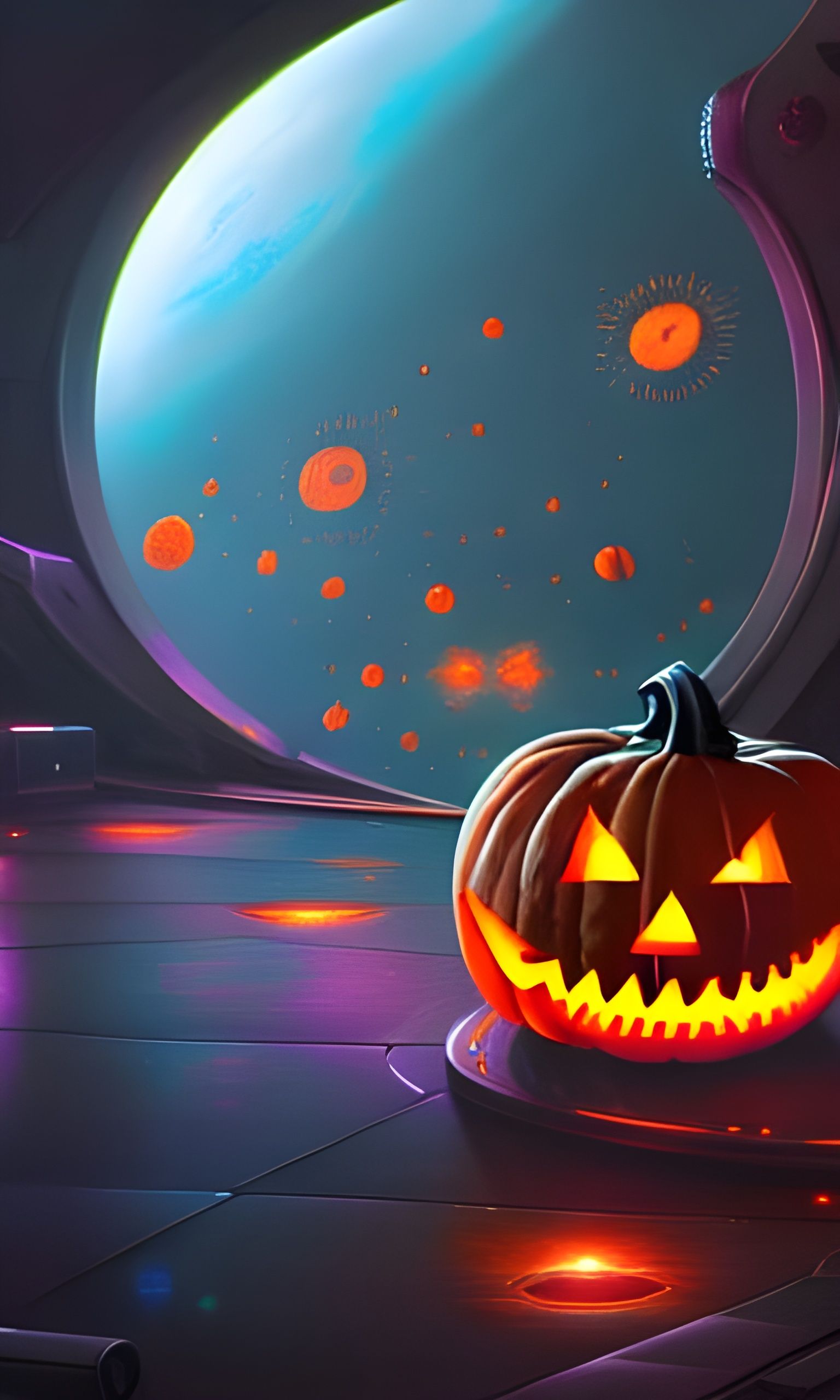 Jack-O'-Lantern Nebula Viewed from Spaceship, Hyperrealism