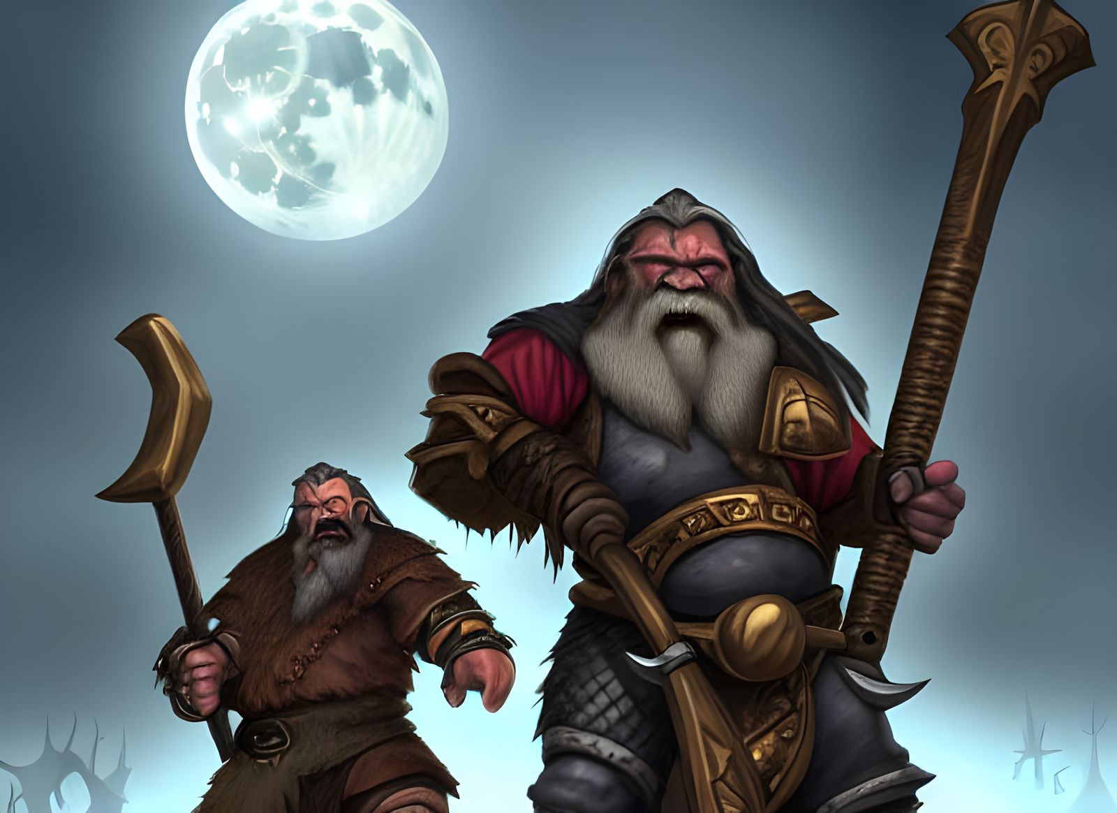 Dwarf Warrior Battle in Graveyard, Unreal Engine Art