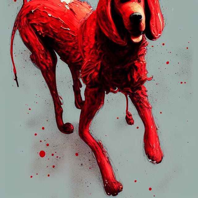 Terrifying Clifford the Big Red Dog in Horror Style