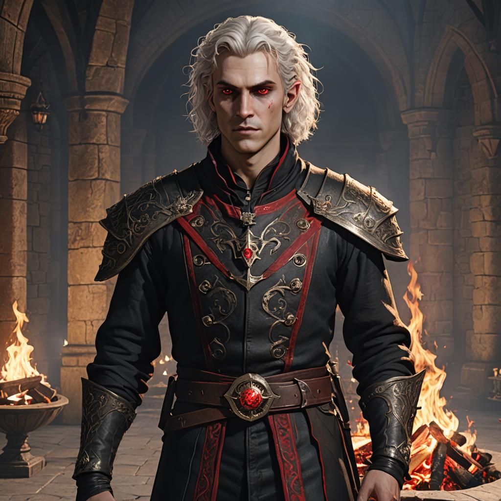 Vulnerable Vampire in Castle Great Hall, Digital Art