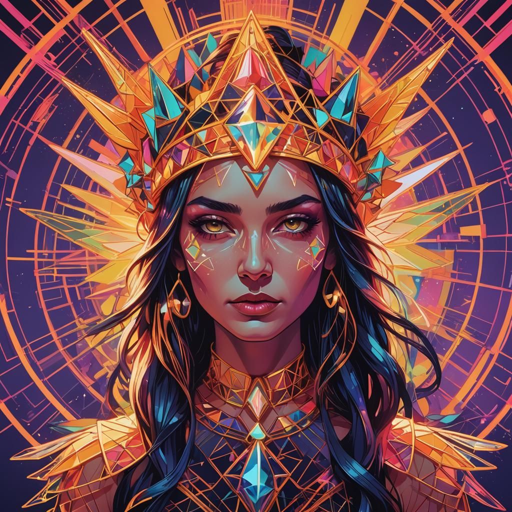 Pop Art Witch Fairy with Crystal Headdress