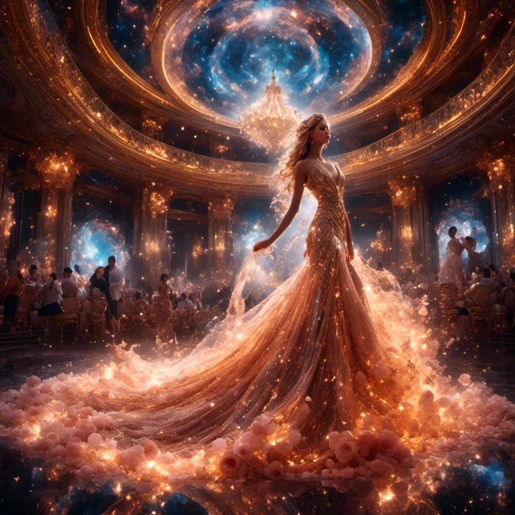 Aphrodite Dances in Retrofuturistic Celestial Gown