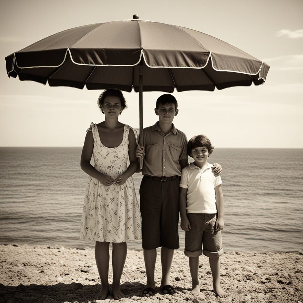 Nostalgic Family Portrait in Vintage Photography Style