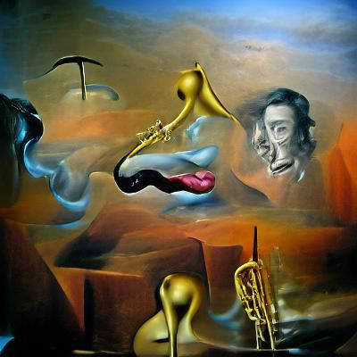 Surreal Jazz Club Musicians in Dali Style