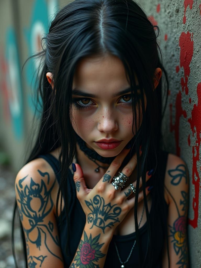 Gothic Girl Portrait in Surreal Dystopian Setting