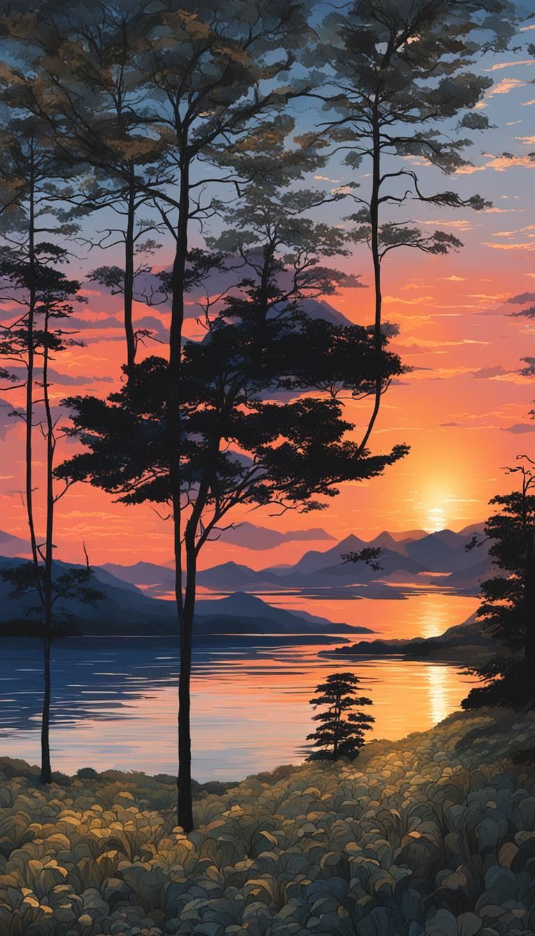 Breathtaking Sunset Image Generated by AI