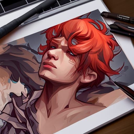 Red-Haired Boy: Detailed Digital Portrait