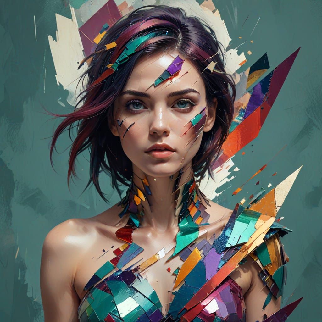 Emerging Digital Goddess in Mixed Media Splendor