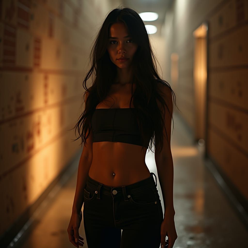 Curvaceous Girl in Black Jeans: Cinematic Film Still