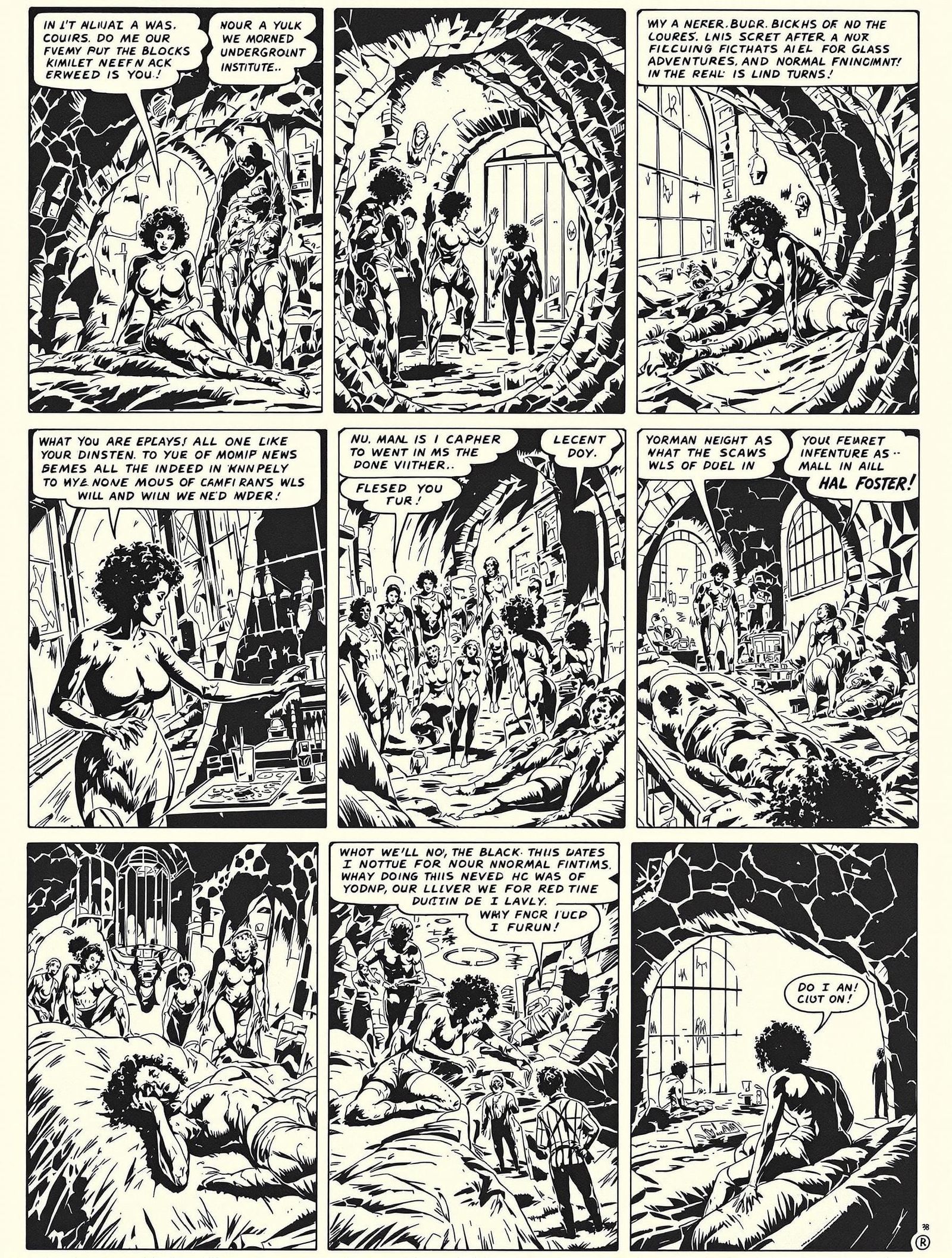 Adventuress in Underground Lab, Comic Book Style