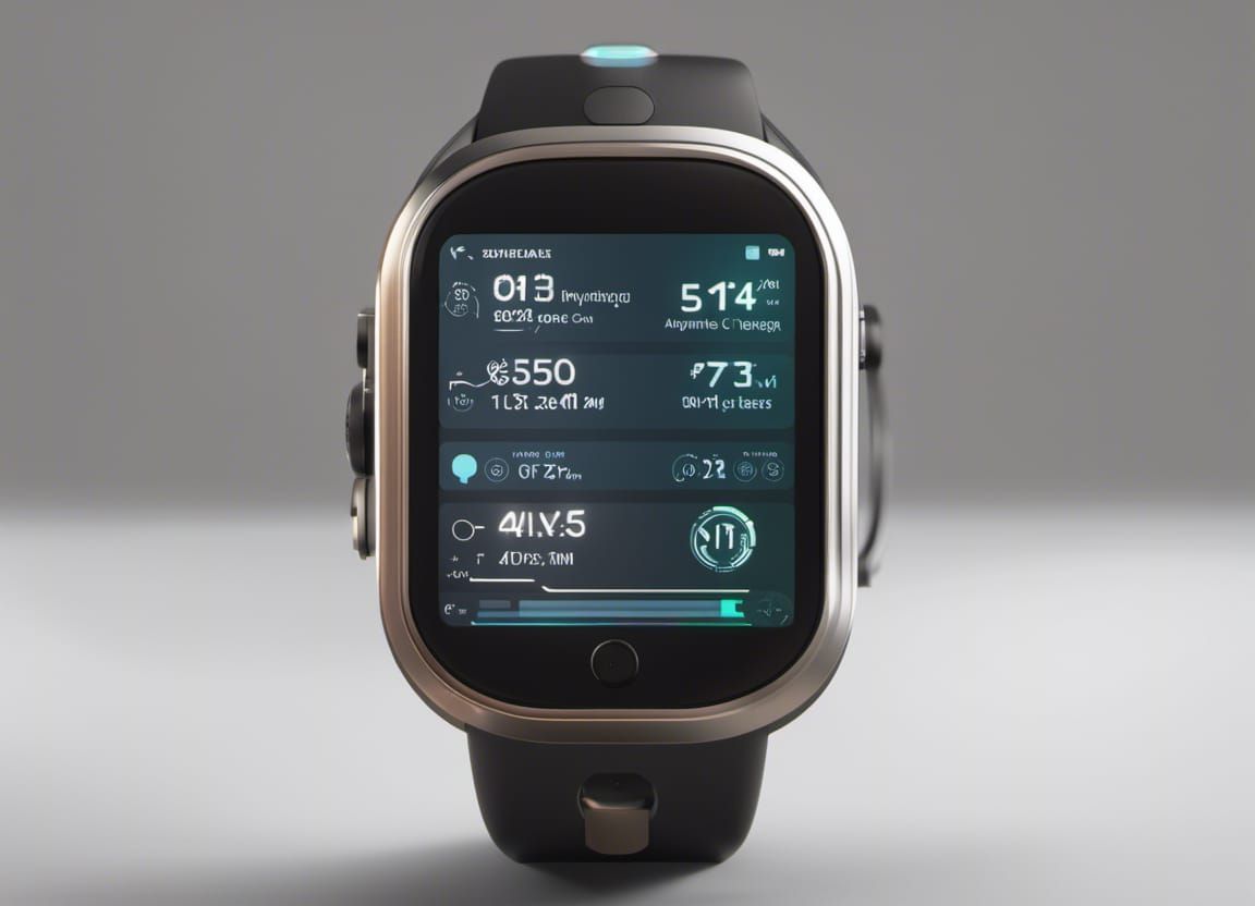 an AI-powered personal healthcare device, monitoring human vitals and providing early disease detection, in the style of...