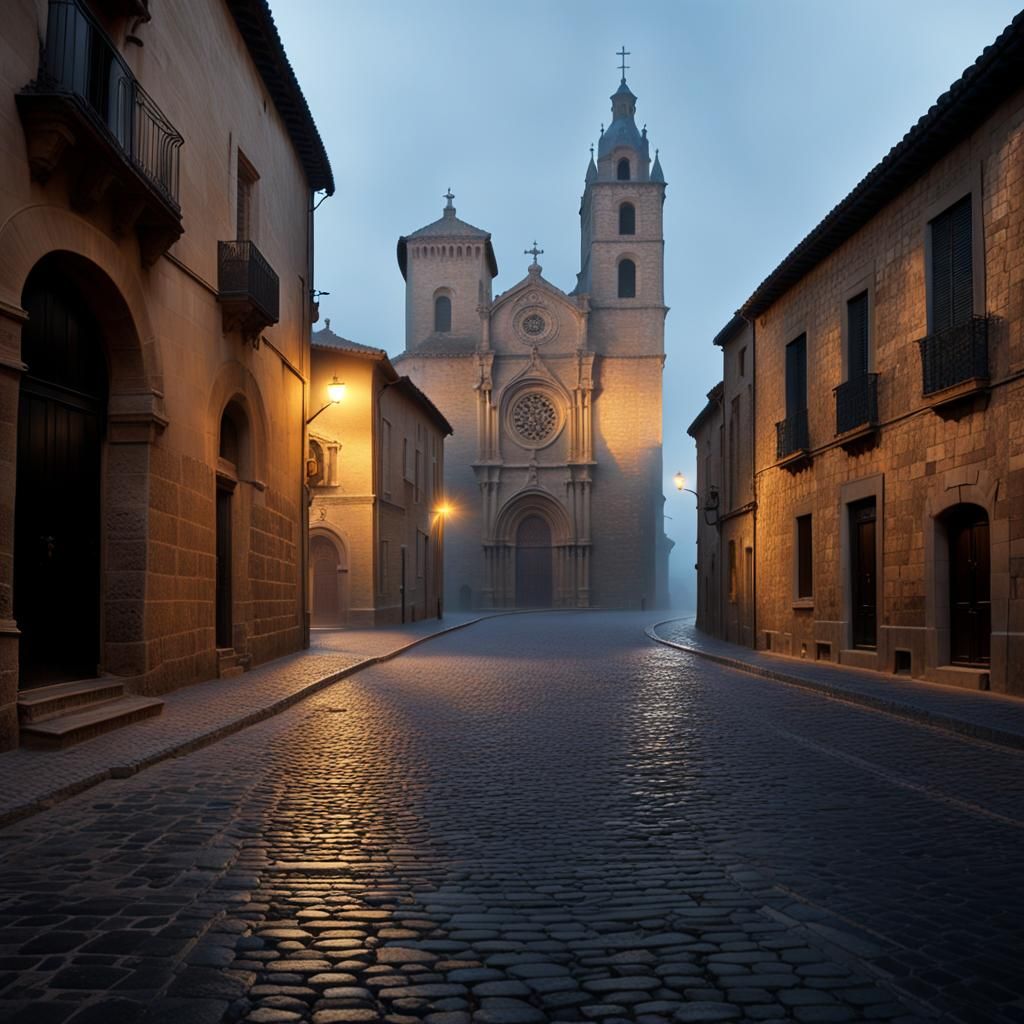 Sant Joan de Vilatorrada in Misty Morning Light