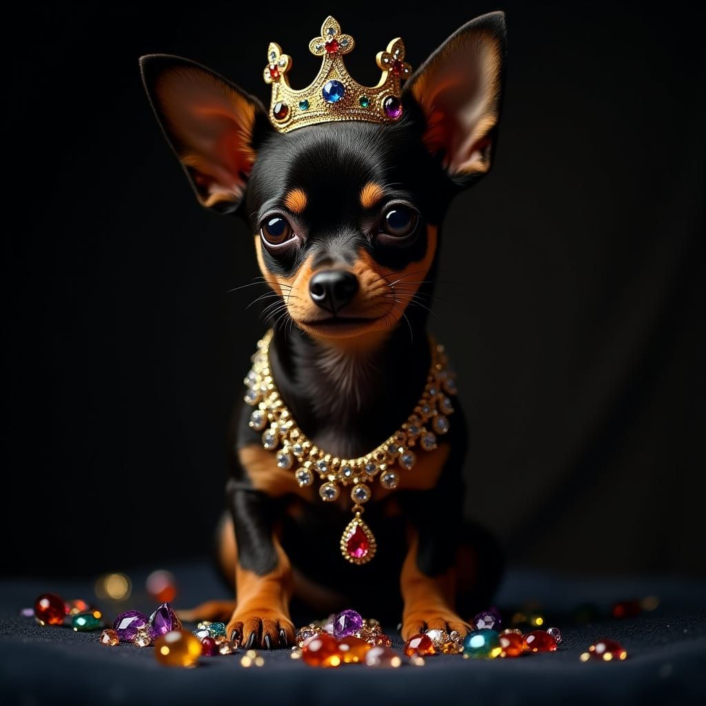 Luxurious Regal Chihuahua in Jewel-Toned Crown
