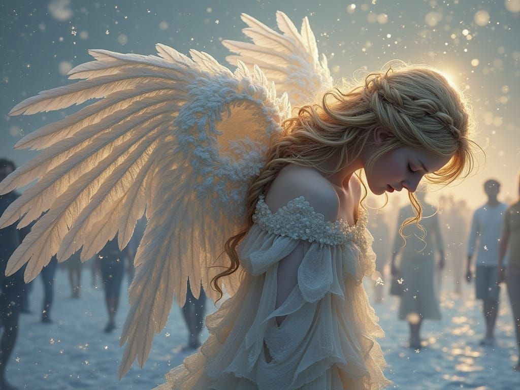 Angel in a Golden Crowd, in the Style of Klimt and Rothko