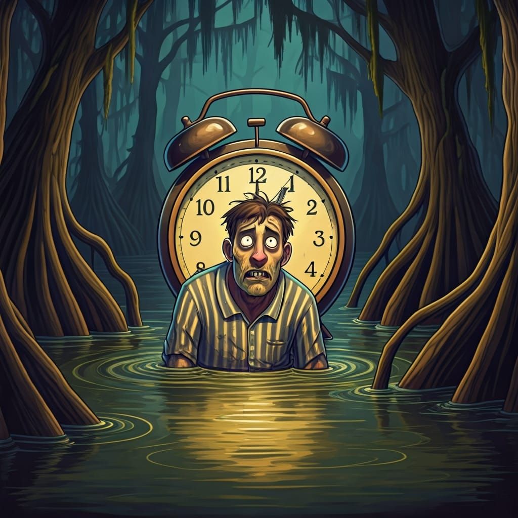 Man Crawling from Swamp Alarm Clock