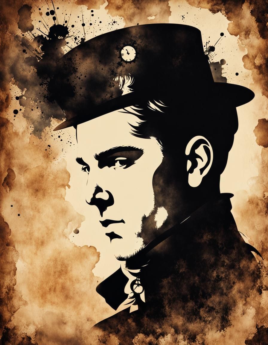 Silhouette of a 23-year-old male face, facing the camera, po...