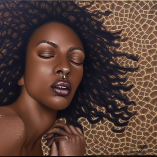 Serene Black Woman Floating in Indoor Pool