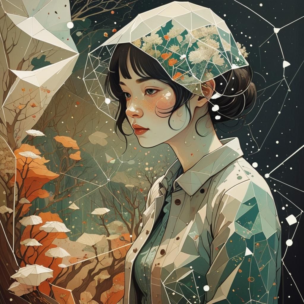 Whimsical Daydream Scene in Minimalist Digital Art