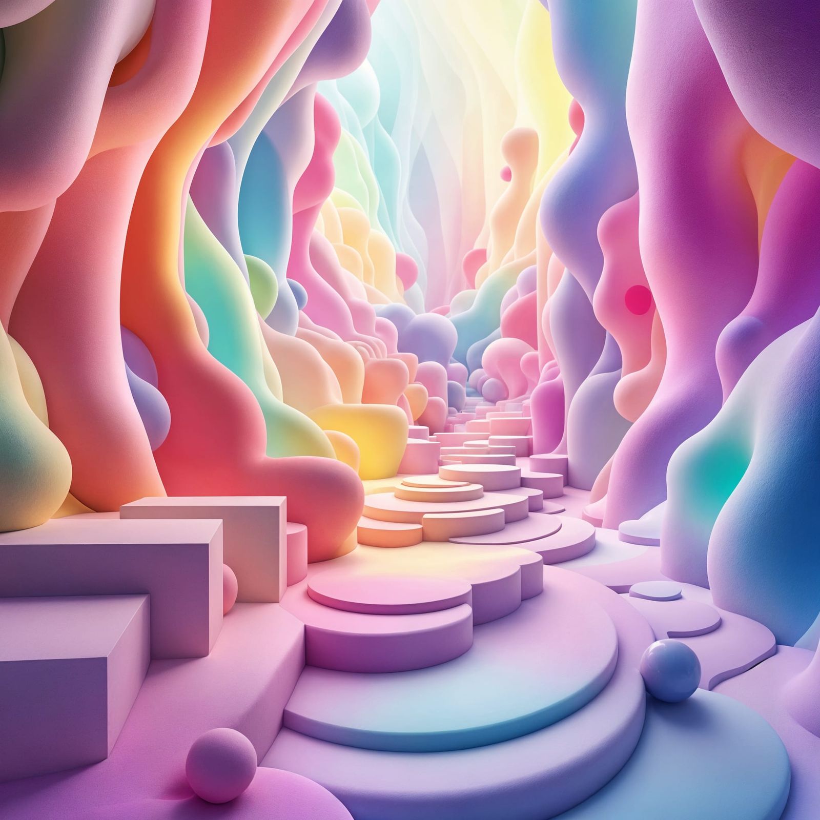 Whimsical 3D Shapes in Rainbow Colors