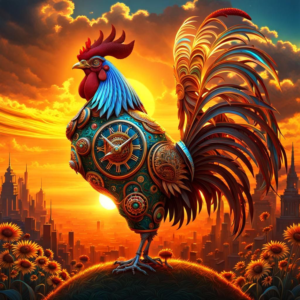Steampunk Rooster Clock