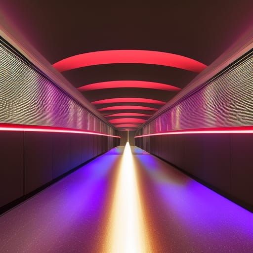 Woman in Spandex in Cyberpunk Laser Corridor