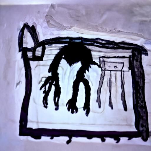 Child's Drawing of Monster Under Bed
