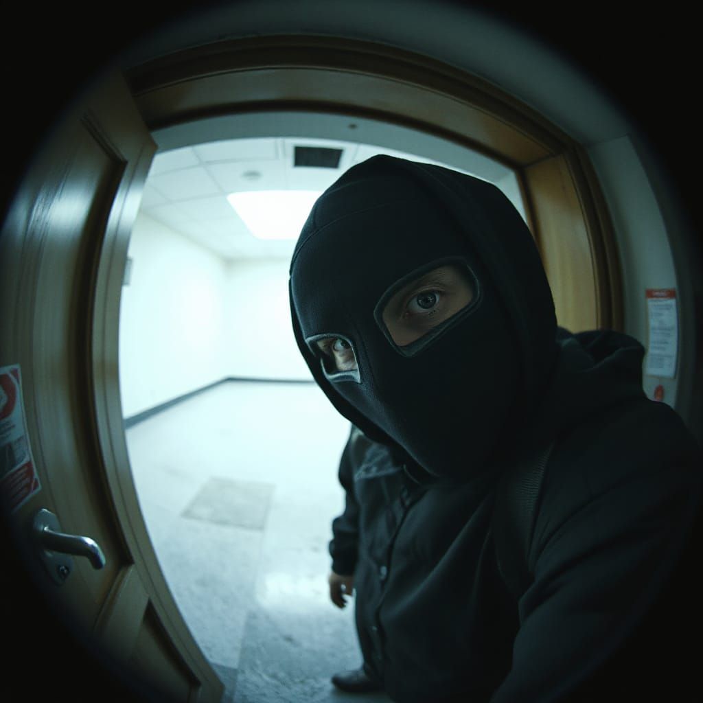 Distorted Door Security Camera Captures Chilling Moment