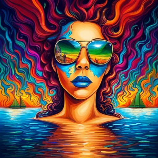 Angel with Sunglasses in a Boat, Graffiti Art
