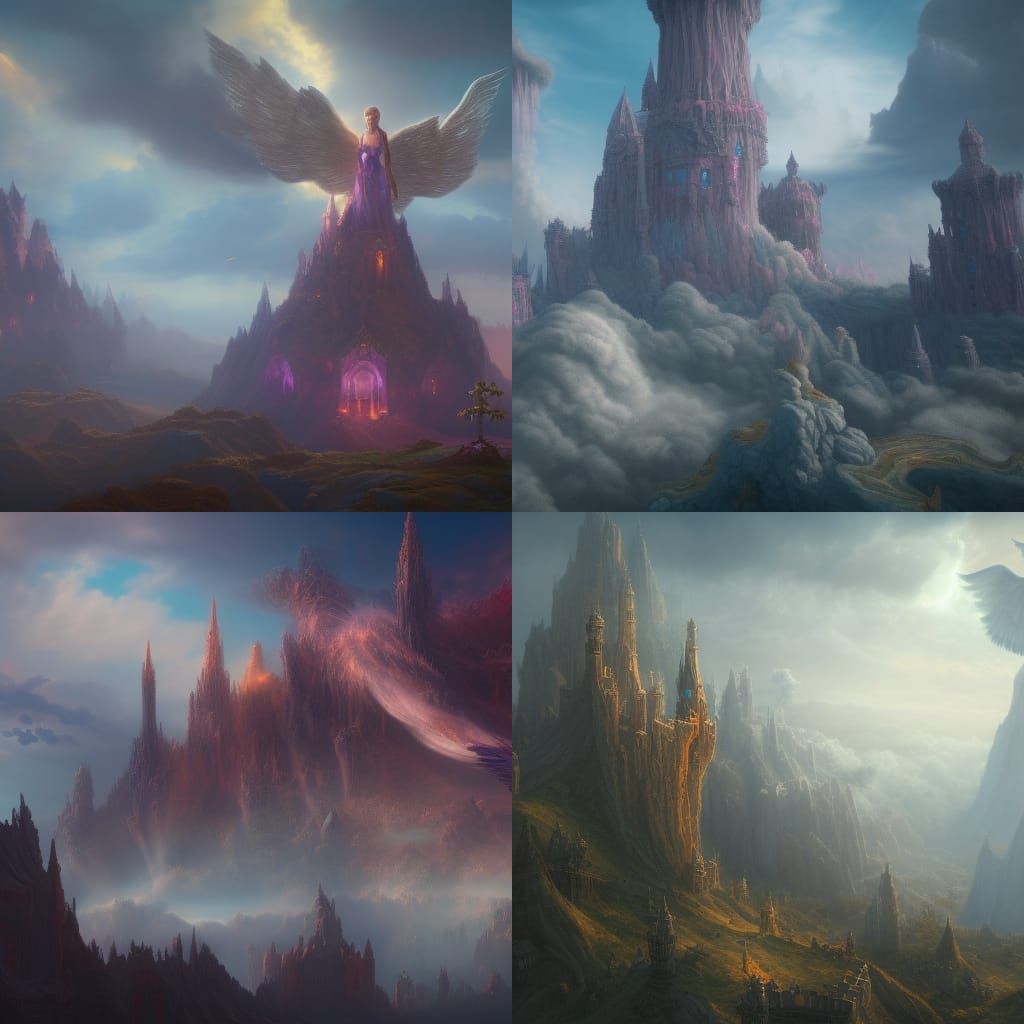Angelic Cloud Castle: Detailed Fantasy Concept Art