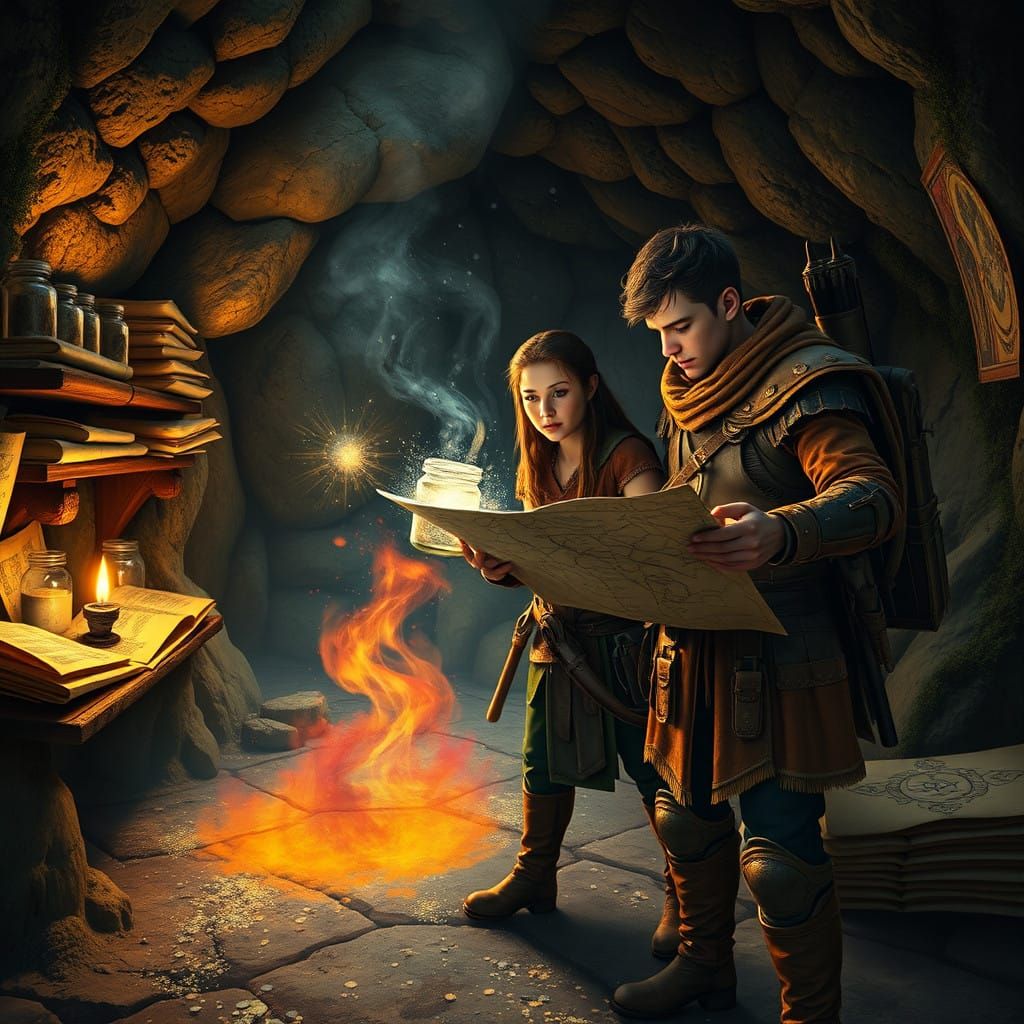 Mysterious Cave Discovery in Fantasy Art