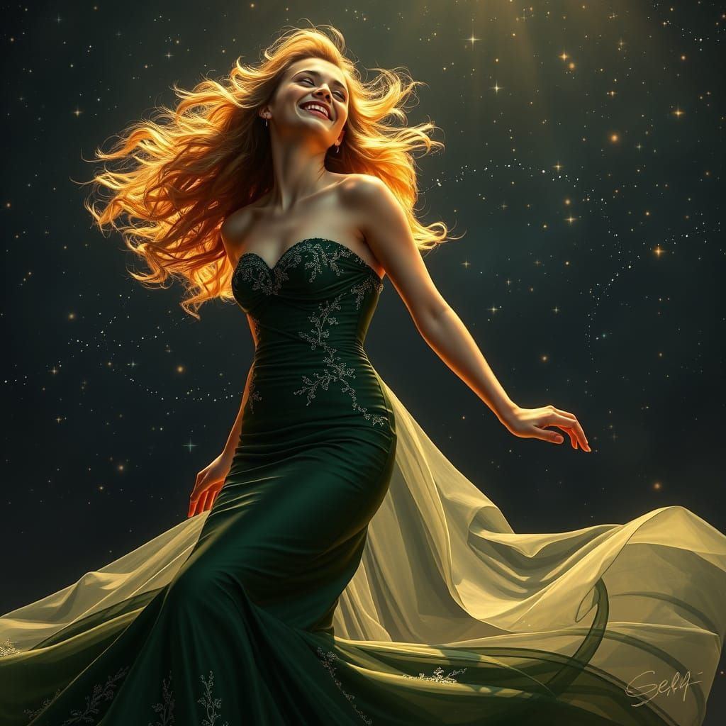 Celestial Ballerina in Enchanted Evening Gown