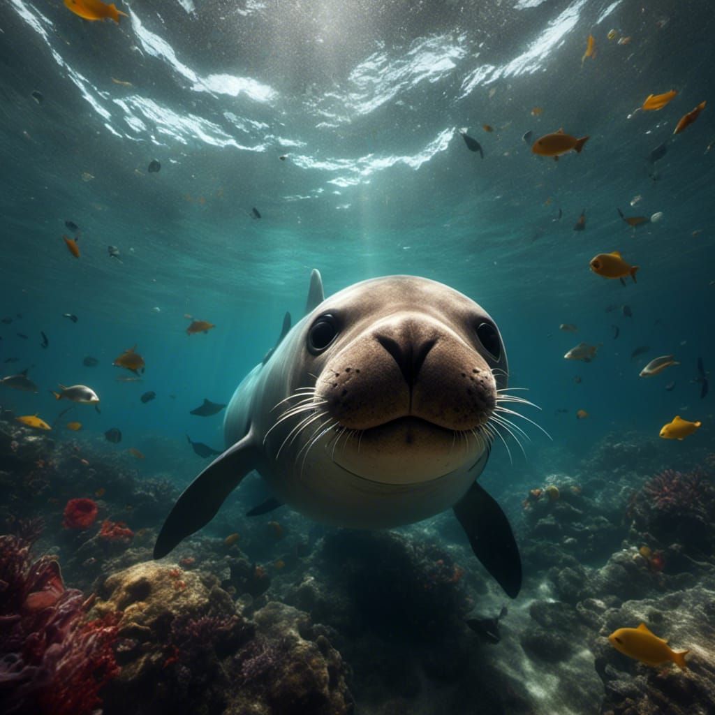 Surreal Shark Sea Lion Hybrid Creature