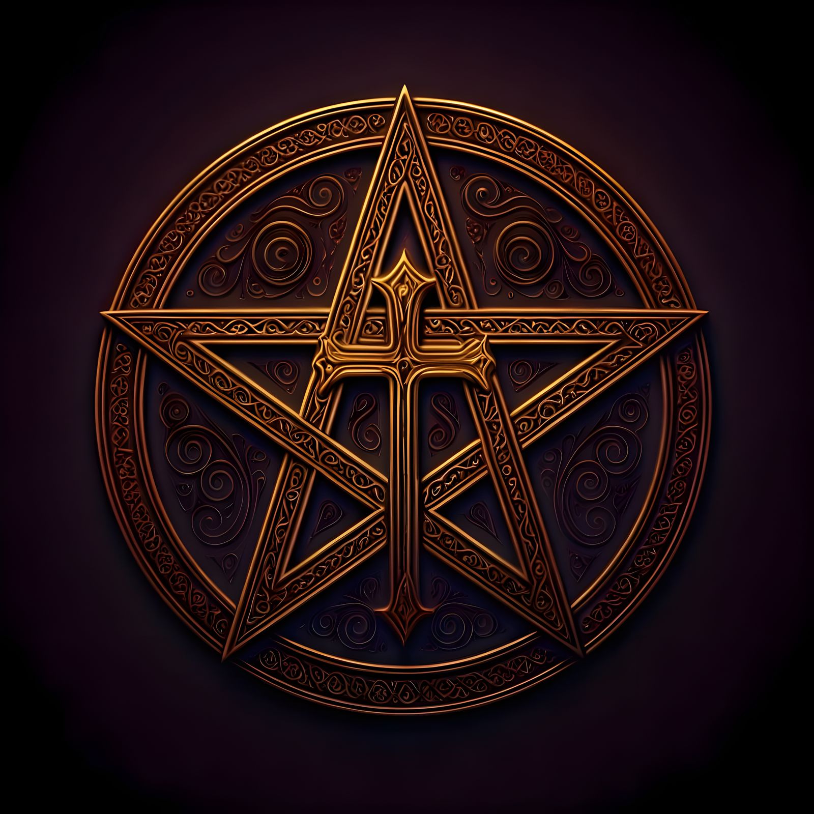 Detailed Pentagram Wallpaper with Intertwined Cross
